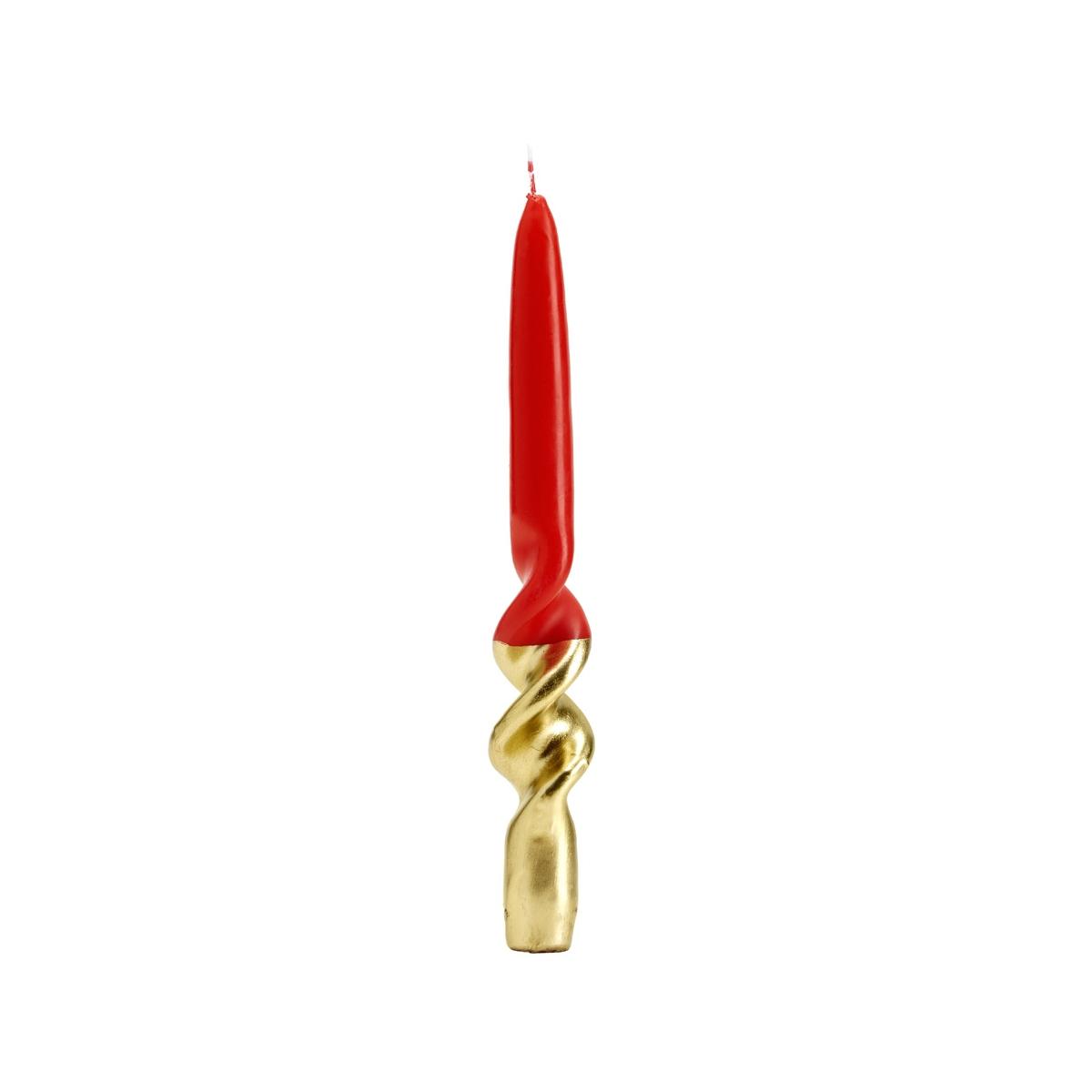 Candela cm.22 Tortiglione Oro/Rossa Set pz.4 |Fade