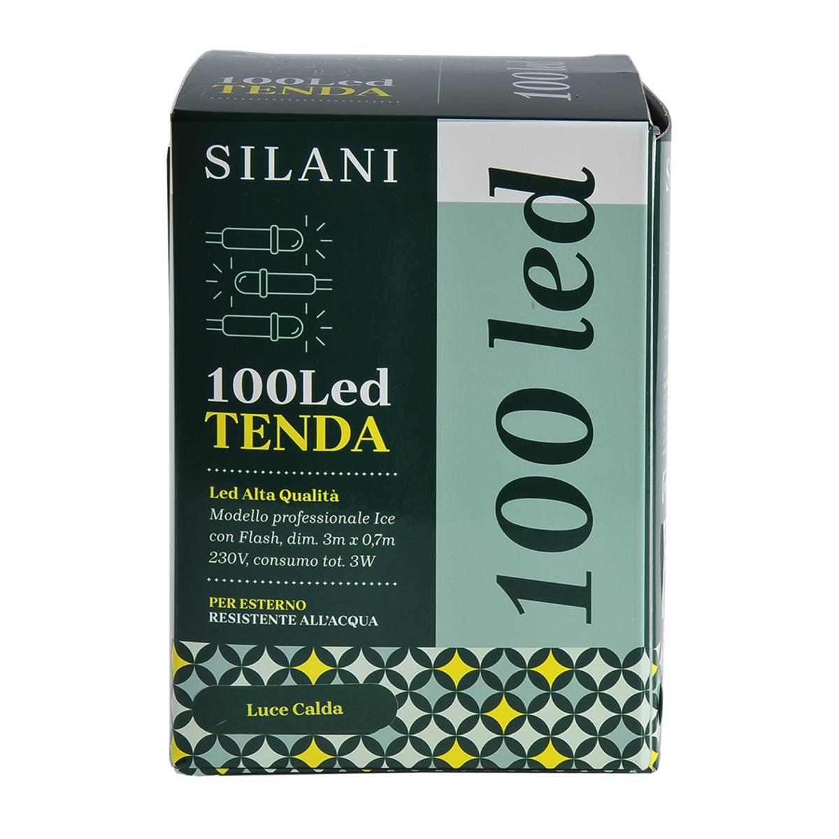 Luci Natale Tenda Esterno Professionale LED 100 Bianco Caldo Prolungabili cm.300X70 |Silani