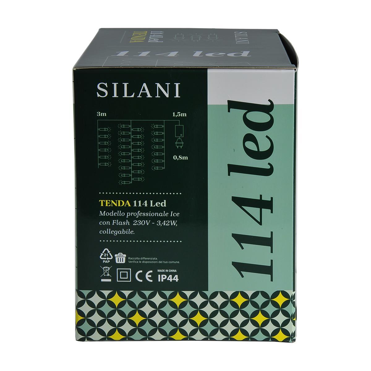 Luci Natale Tenda Esterno Professionale LED 114 Bianco Caldo Prolungabili cm.300Xh80 |Silani