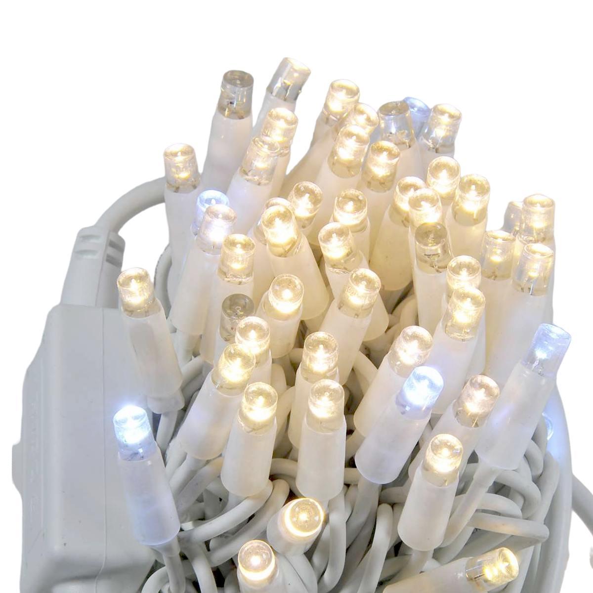 Luci Natale Esterno LED 100 Professionali Bianco Caldo/Flash Prolungabili Mt.11,5 |Silani