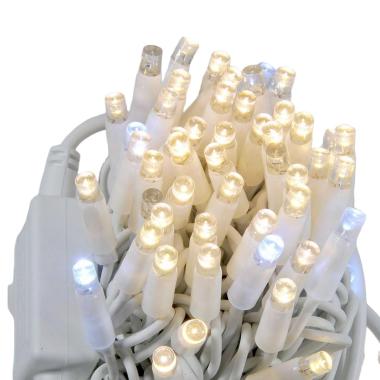 Luci Natale Esterno LED 100 Professionali Bianco Caldo/Flash Prolungabili Mt.11,5 |Silani