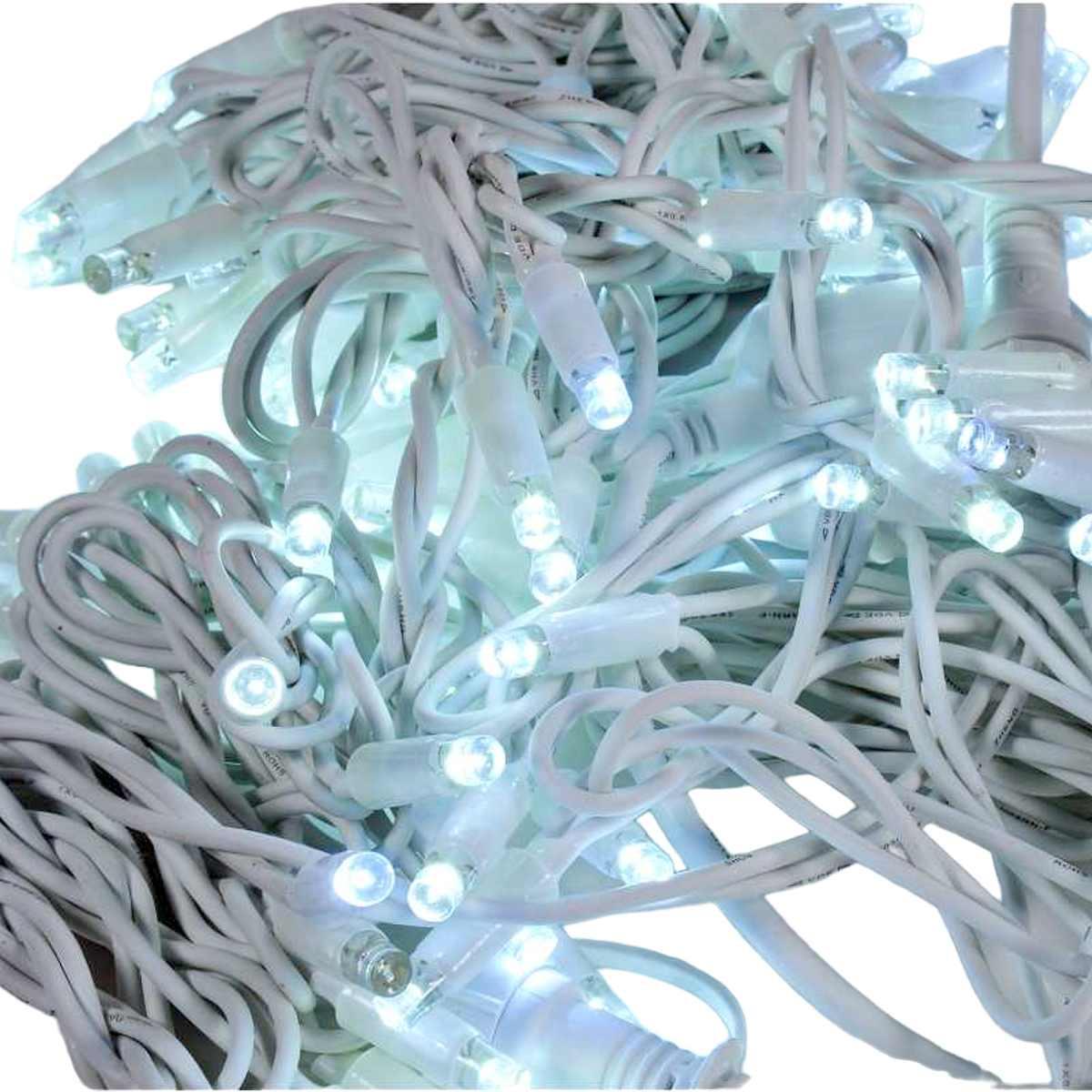 Luci Natale Esterno LED 100 Professionali Bianco Freddo/Flash Prolungabili Mt.11,5 |Silani