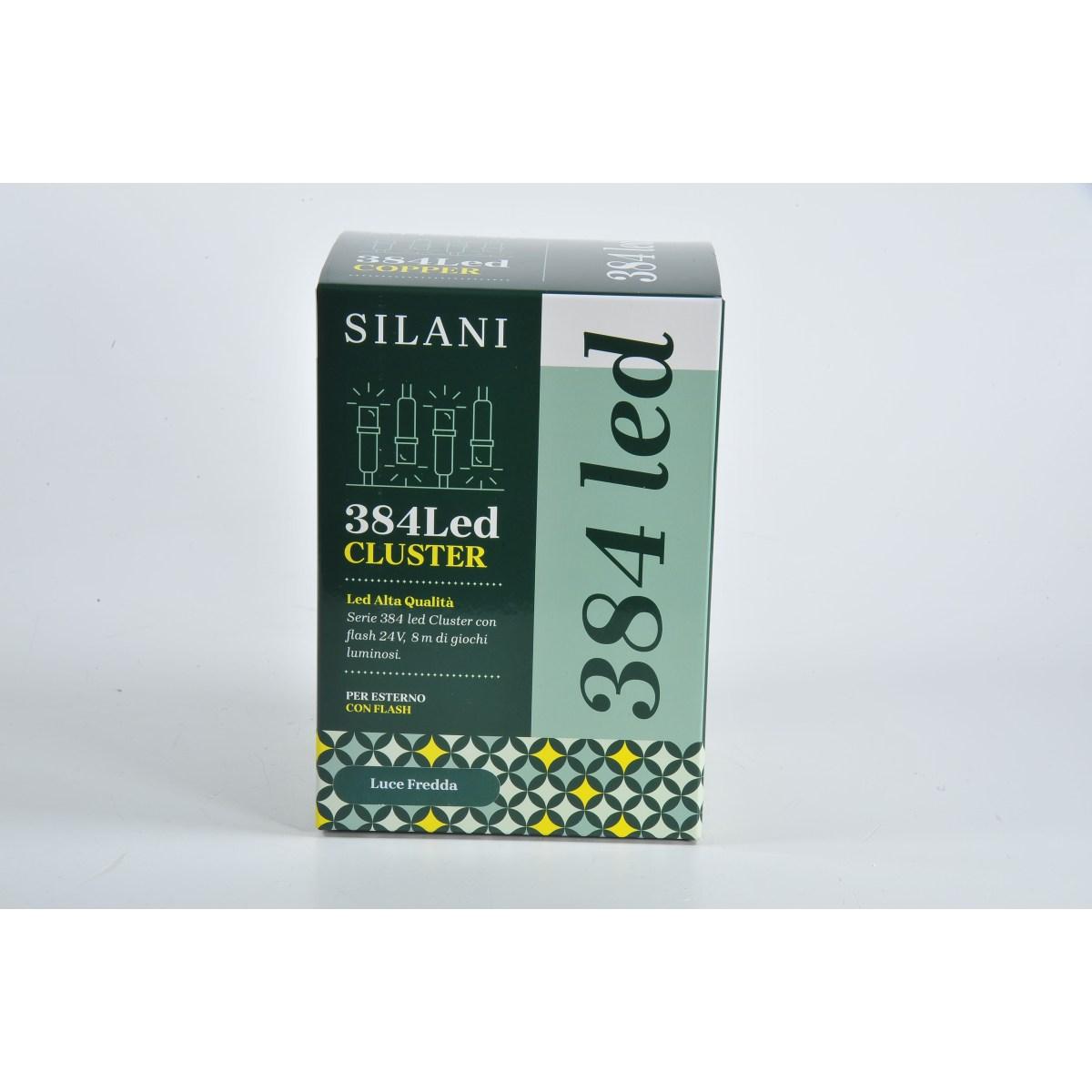 Luci Natale esterno LED 384 Cluster Bianco Freddo Prolungabile mt.13 |Silani