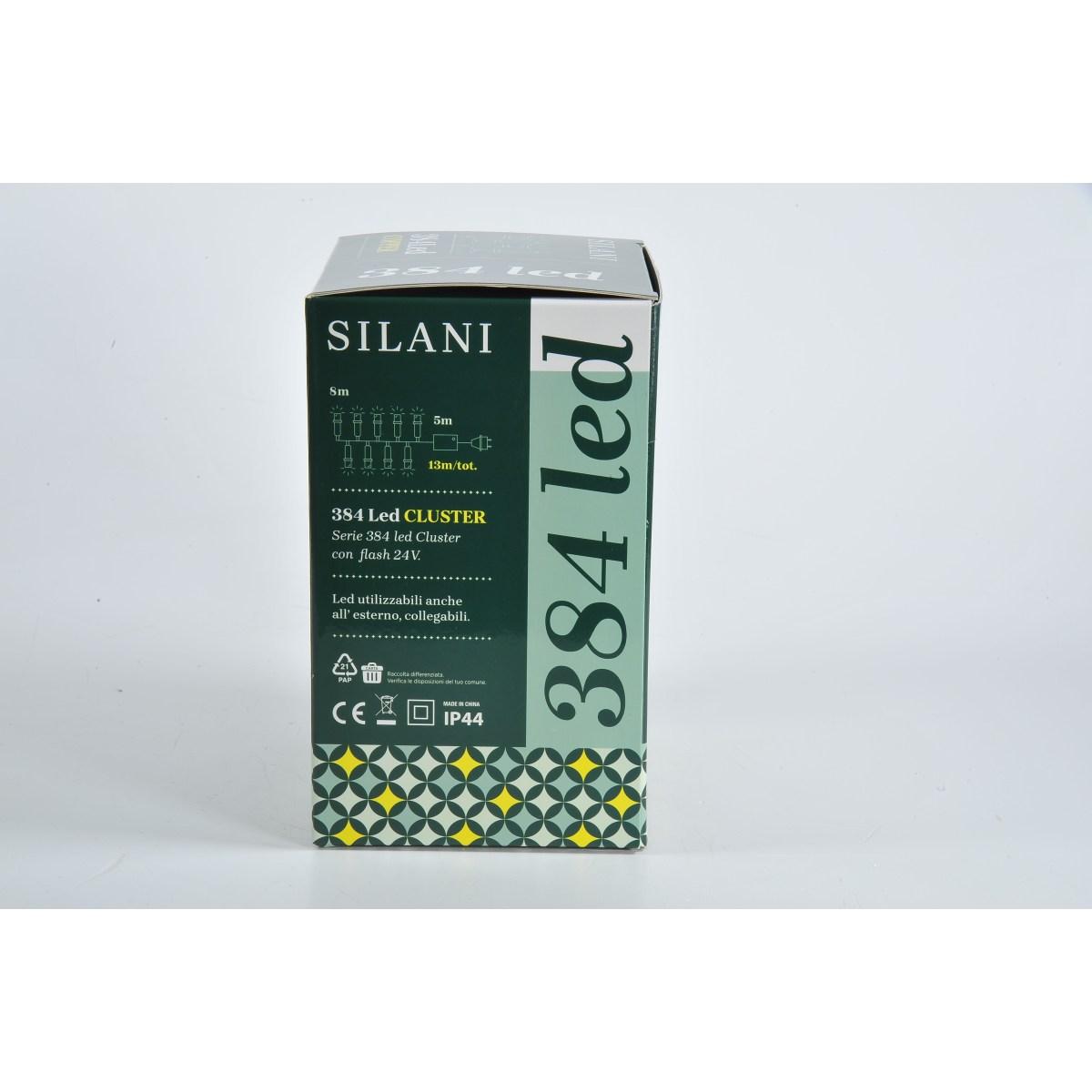 Luci Natale esterno LED 384 Cluster Bianco Caldo Prolungabile mt.13 |Silani