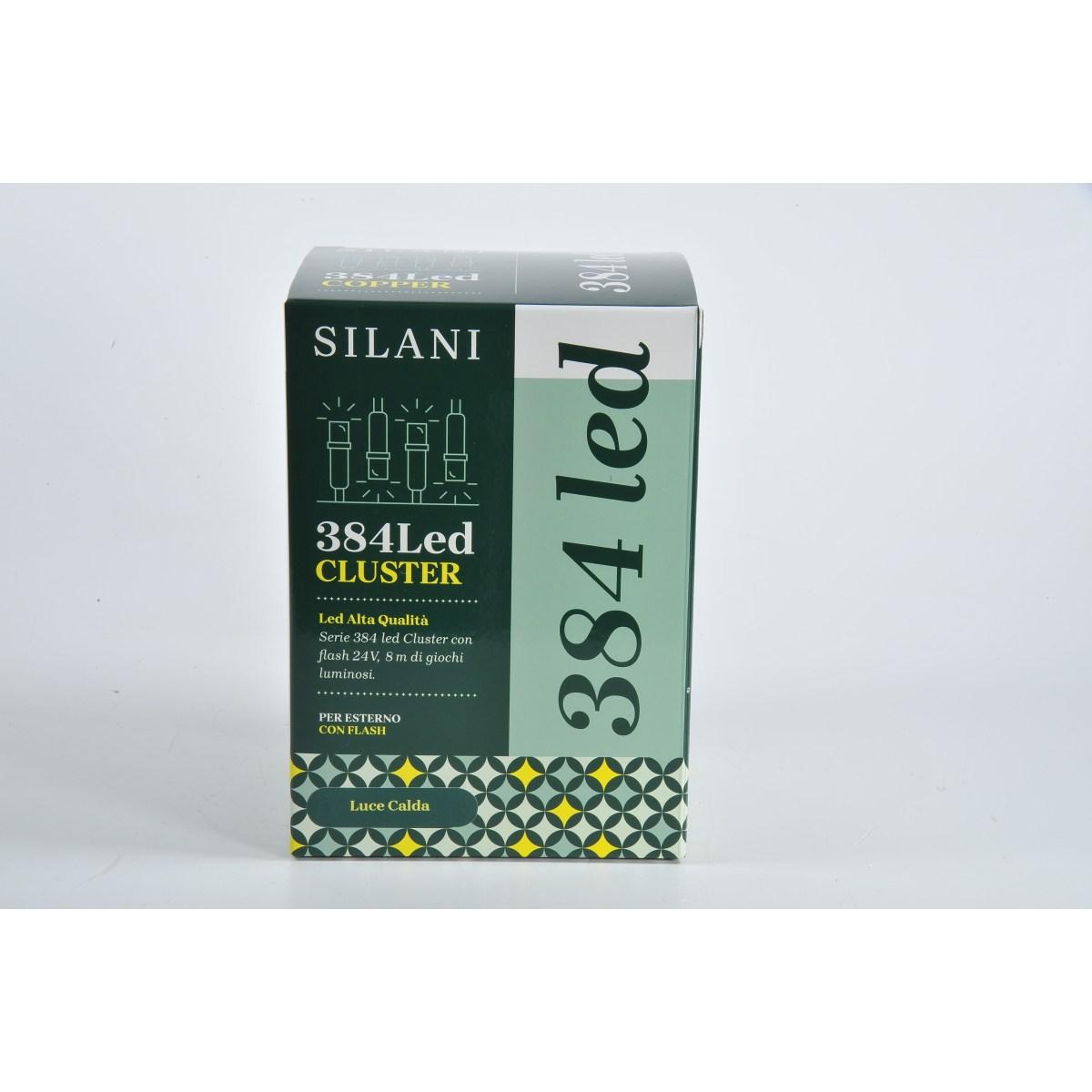 Luci Natale esterno LED 384 Cluster Bianco Caldo Prolungabile mt.13 |Silani