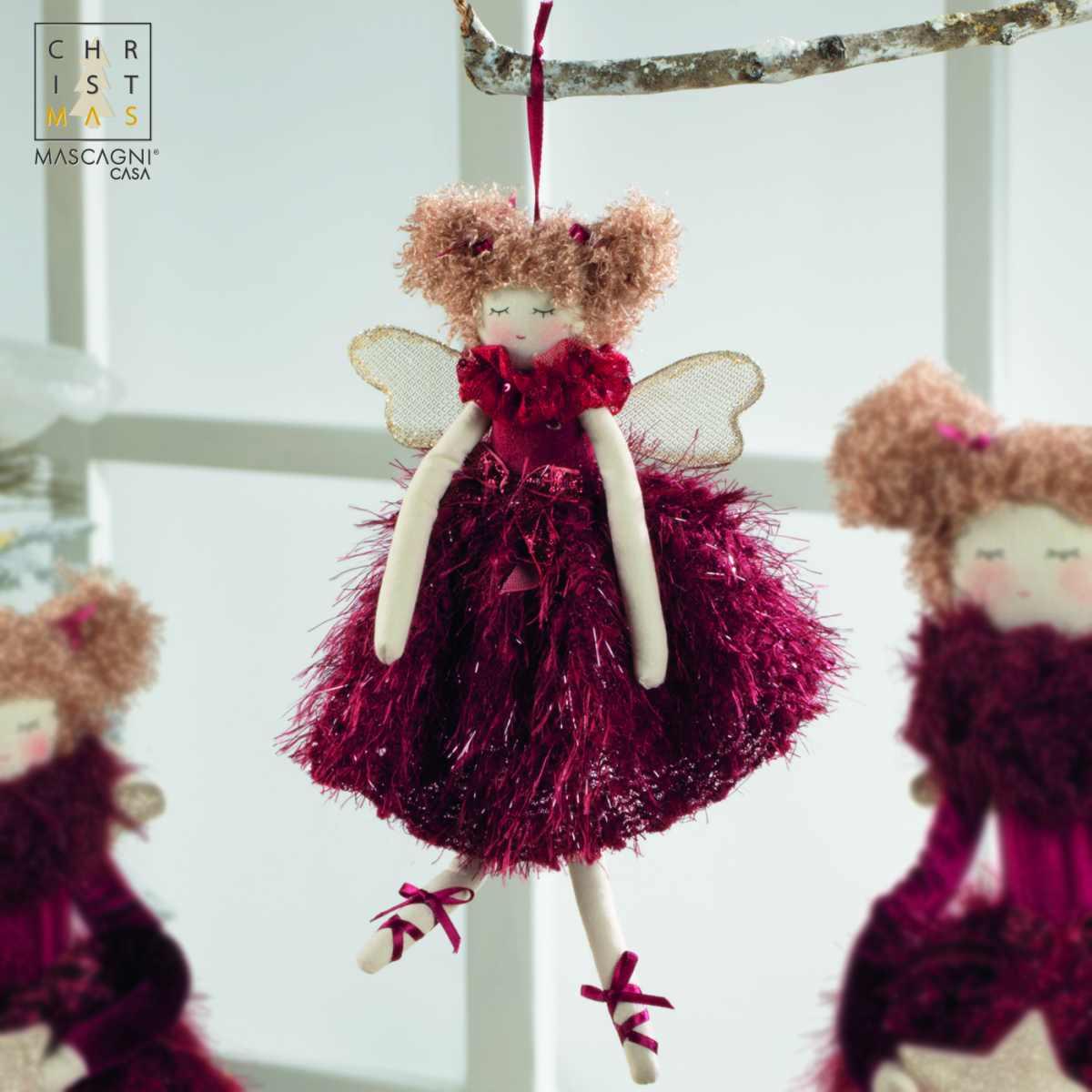 Pupazzo Angelo in Tessuto Rosso Seduto cm.33 |Mascagni