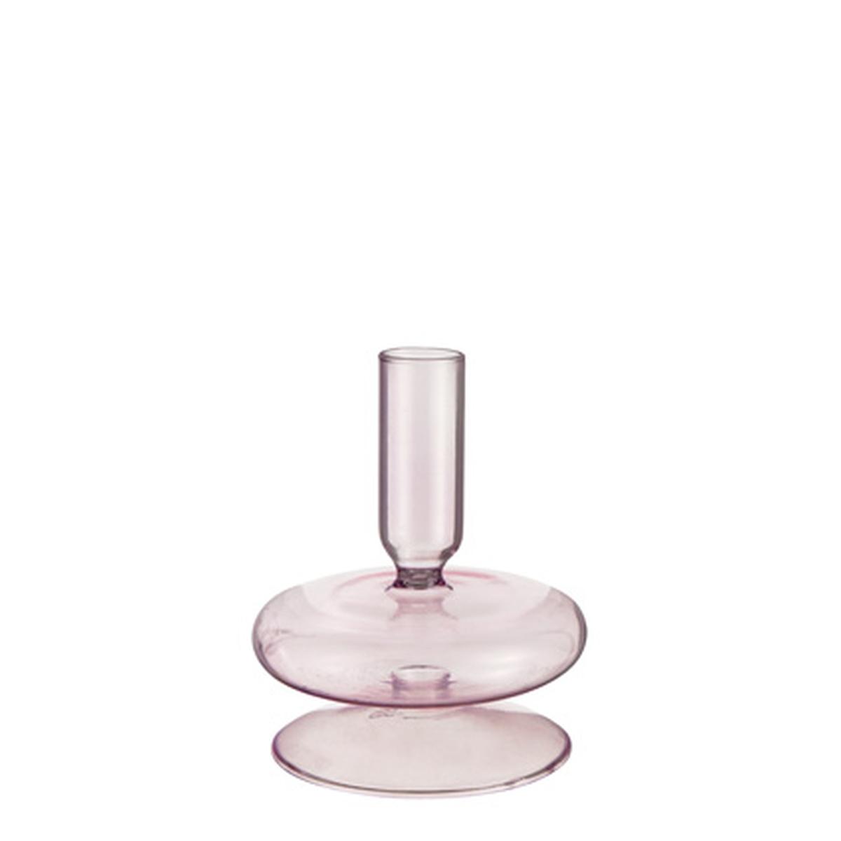 Candeliere con 1 Posto Candela Vetro Rosa Sagomato cm.9x11 |Montemaggi