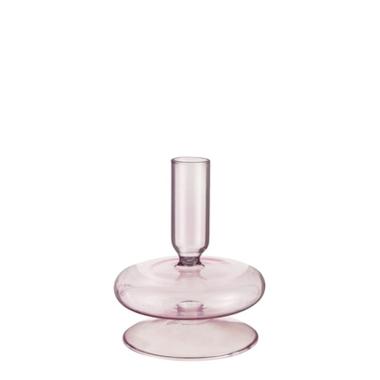 Candeliere con 1 Posto Candela Vetro Rosa Sagomato cm.9x11 |Montemaggi