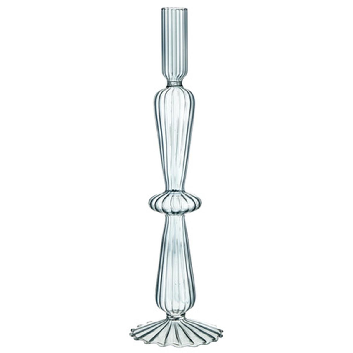 Candeliere con 1 Posto Candela Vetro Trasparente Sagomato cm.9,5xh31 |Montemaggi