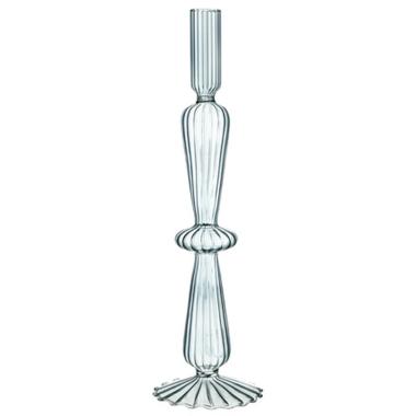 Candeliere con 1 Posto Candela Vetro Trasparente Sagomato cm.9,5xh31 |Montemaggi