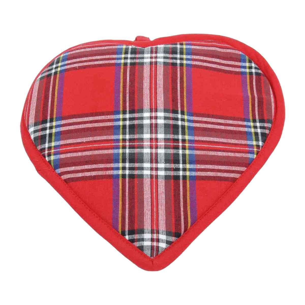 Sottopentola Cuore Cotone Fantasia Tartan Rosso con Profumo cm.28 |Montemaggi