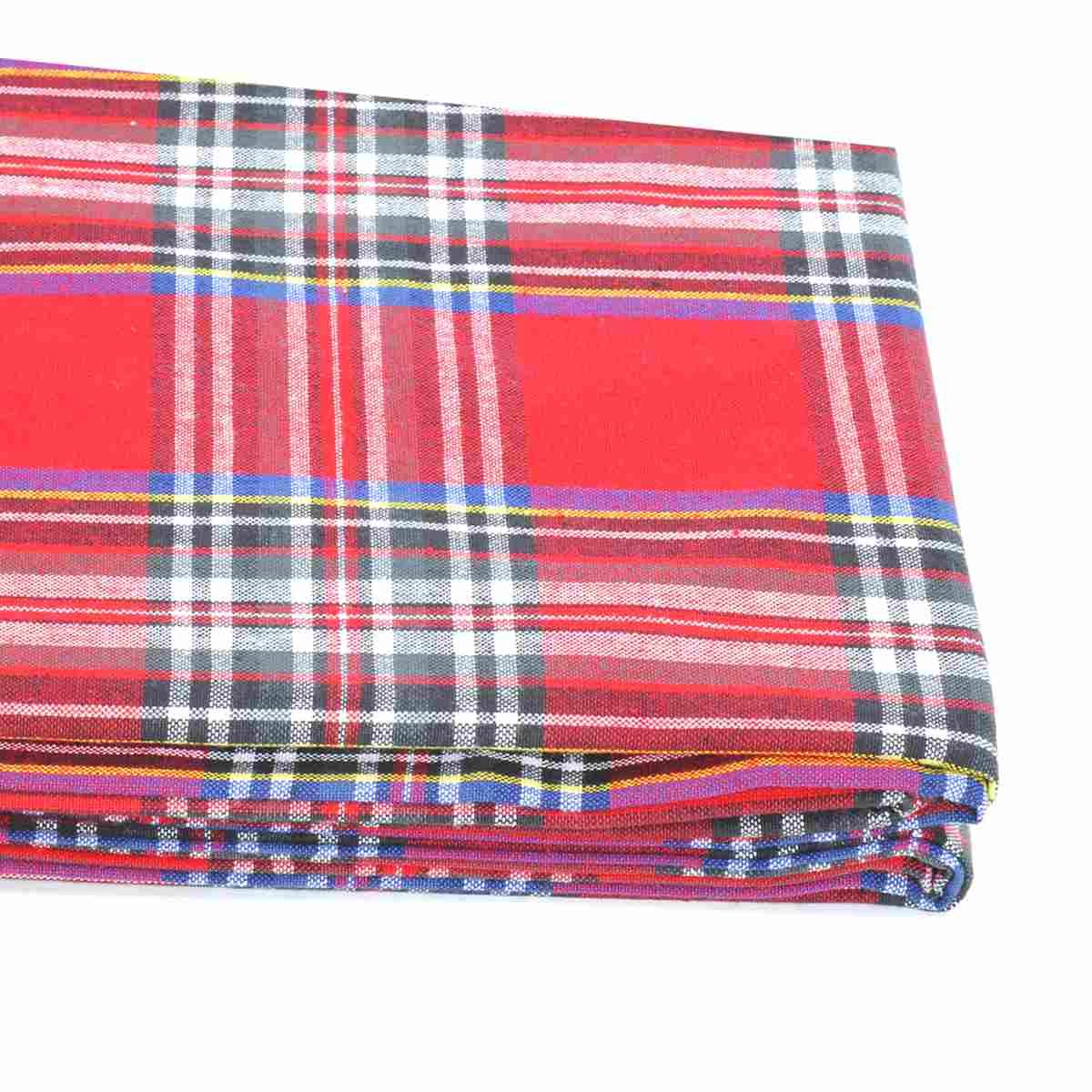 Tovaglia Natalizia cm.180x180 Cotone Fantasia Tartan Rosso |Montemaggi