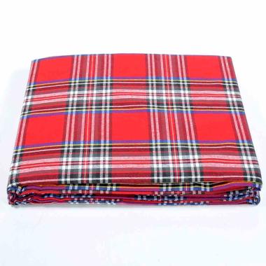 Tovaglia Natalizia cm.180x180 Cotone Fantasia Tartan Rosso |Montemaggi