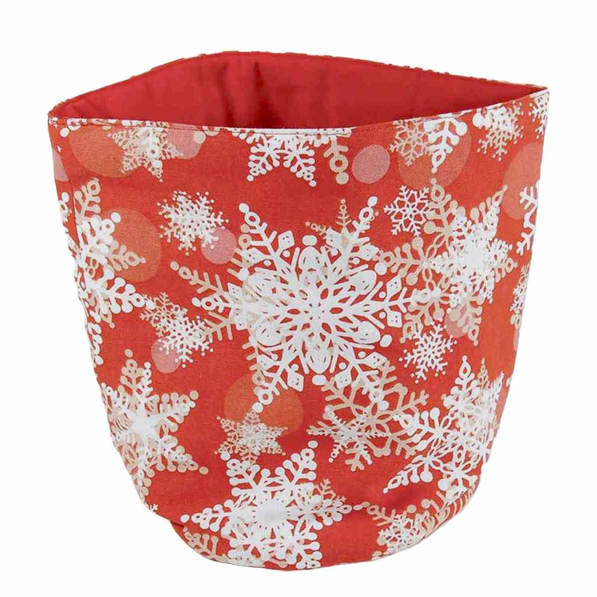 Portapane in Tessuto Rosso con Fiocchi Neve cm.18x23 |Montemaggi