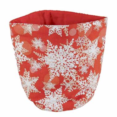 Portapane in Tessuto Rosso con Fiocchi Neve cm.18x23 |Montemaggi