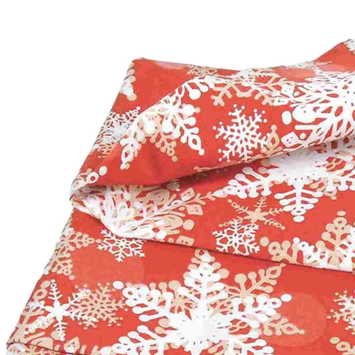 Runner Runner Natalizio cm.45x140 in Tessuto Rosso con Fiocchi Neve |Montemaggi