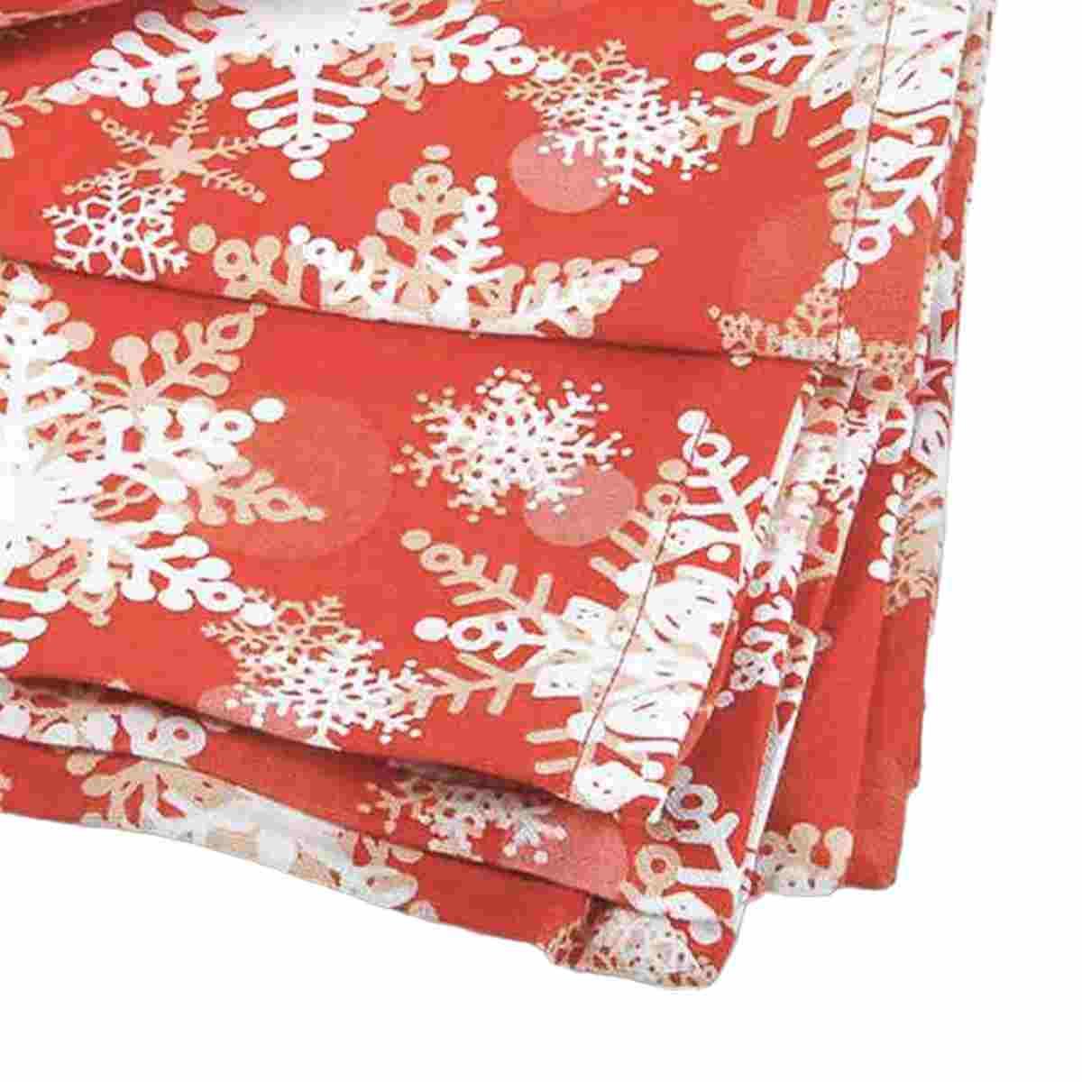 Runner Runner Natalizio cm.45x140 in Tessuto Rosso con Fiocchi Neve |Montemaggi