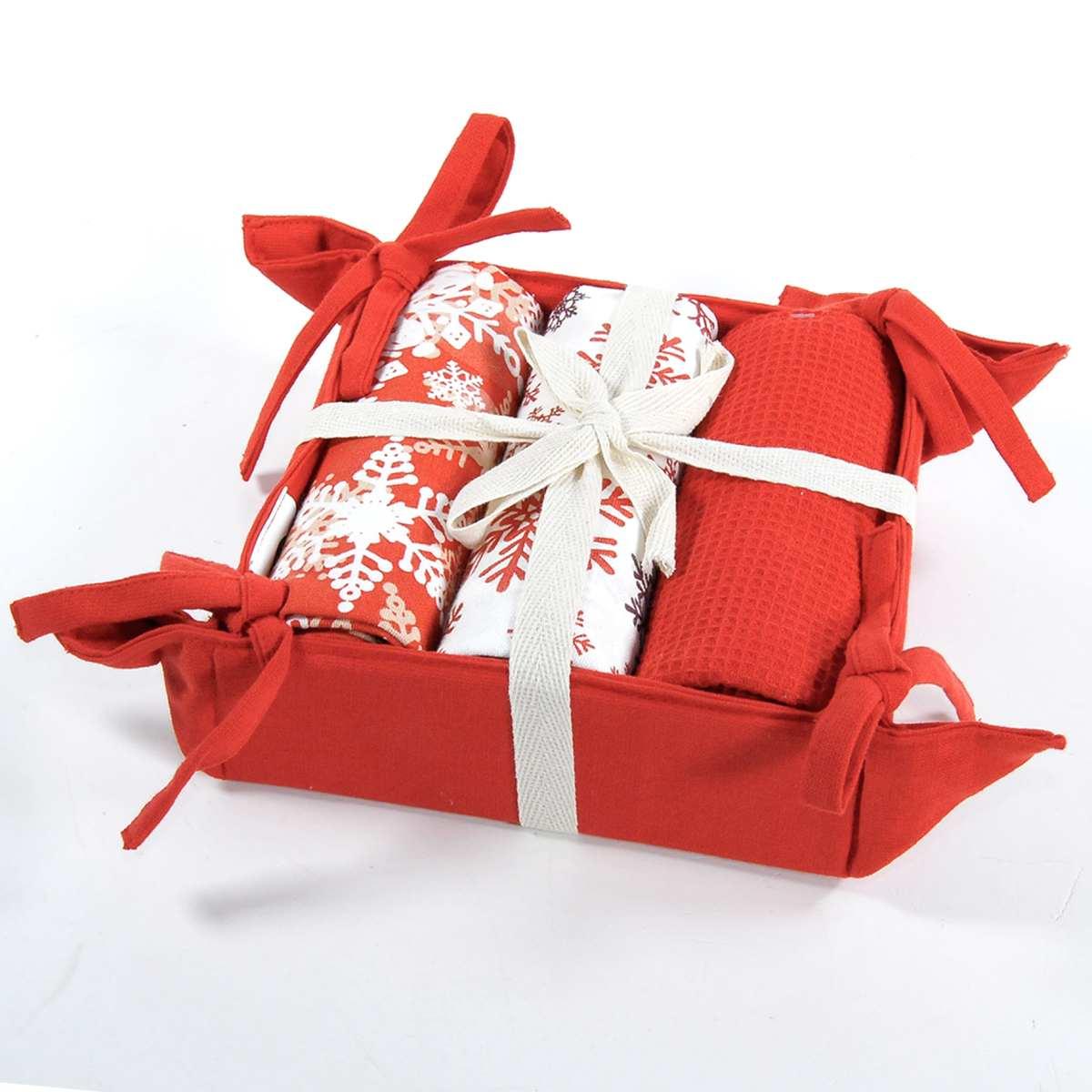 Strofinaccio in Tessuto con Borsetta Fiocchi Neve Set pz.3 |Montemaggi