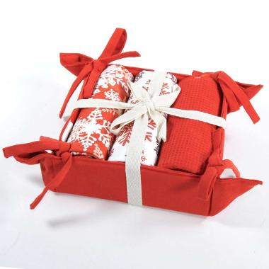 Strofinaccio in Tessuto con Borsetta Fiocchi Neve Set pz.3 |Montemaggi