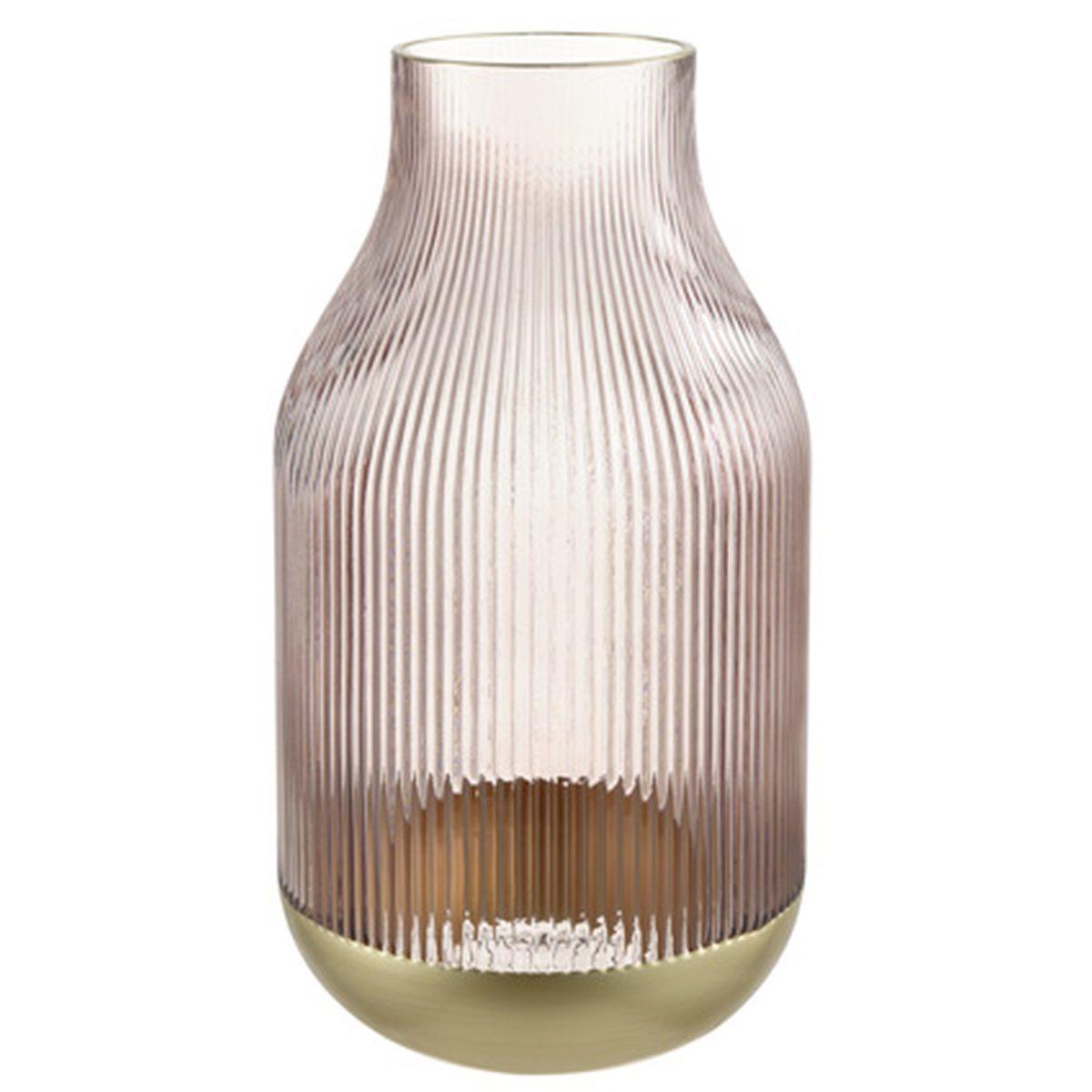 Vaso Vetro Rosa con Effetto Plissettato cm.16x30 |Montemaggi