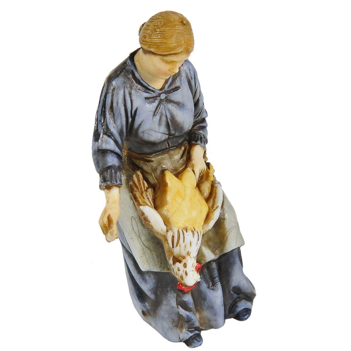 Statua cm.10 Donna che Spenna il Pollo | Moranduzzo