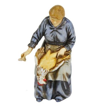 Statua cm.10 Donna che Spenna il Pollo | Moranduzzo