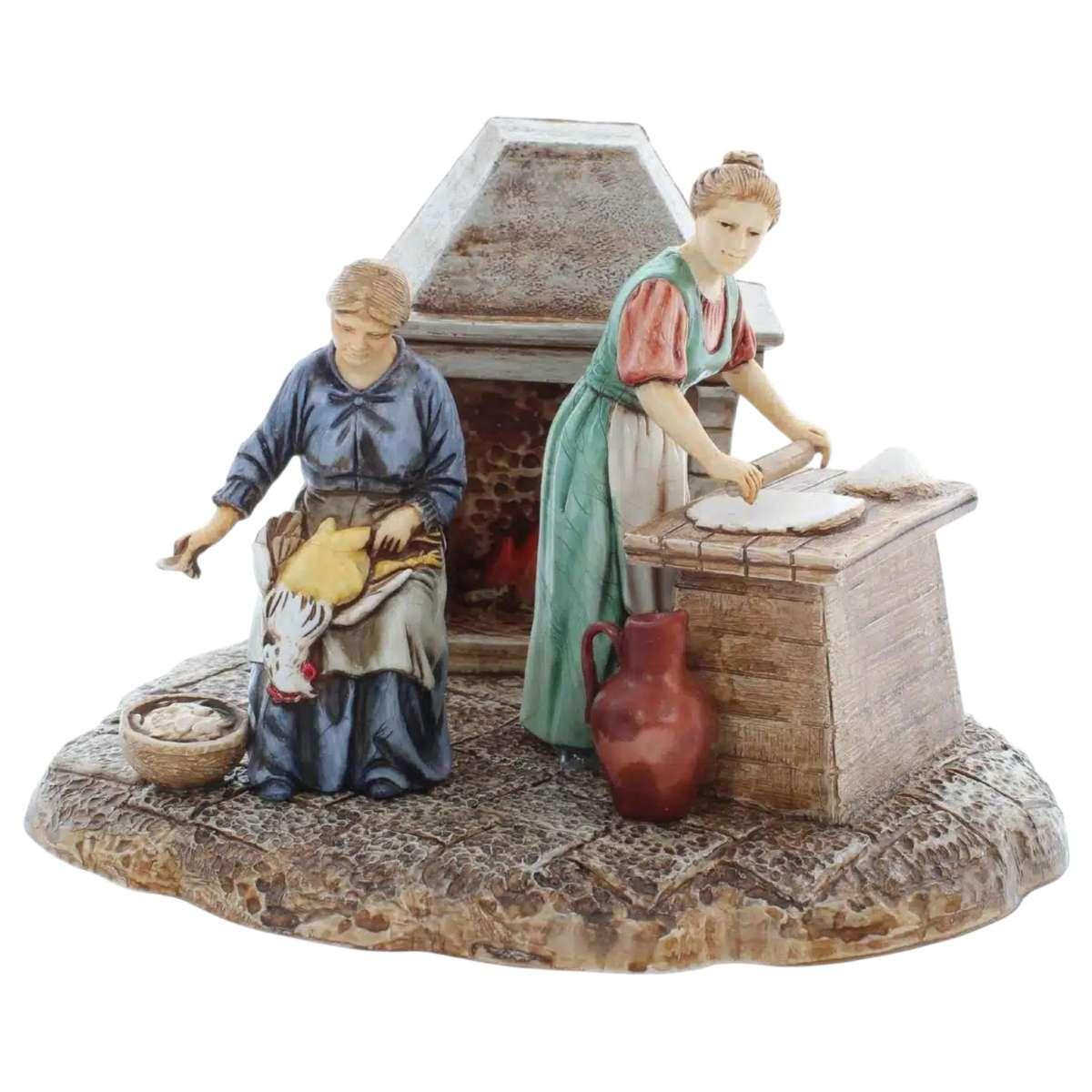 Statua cm.10 Donne che Cucinano al Camino | Moranduzzo
