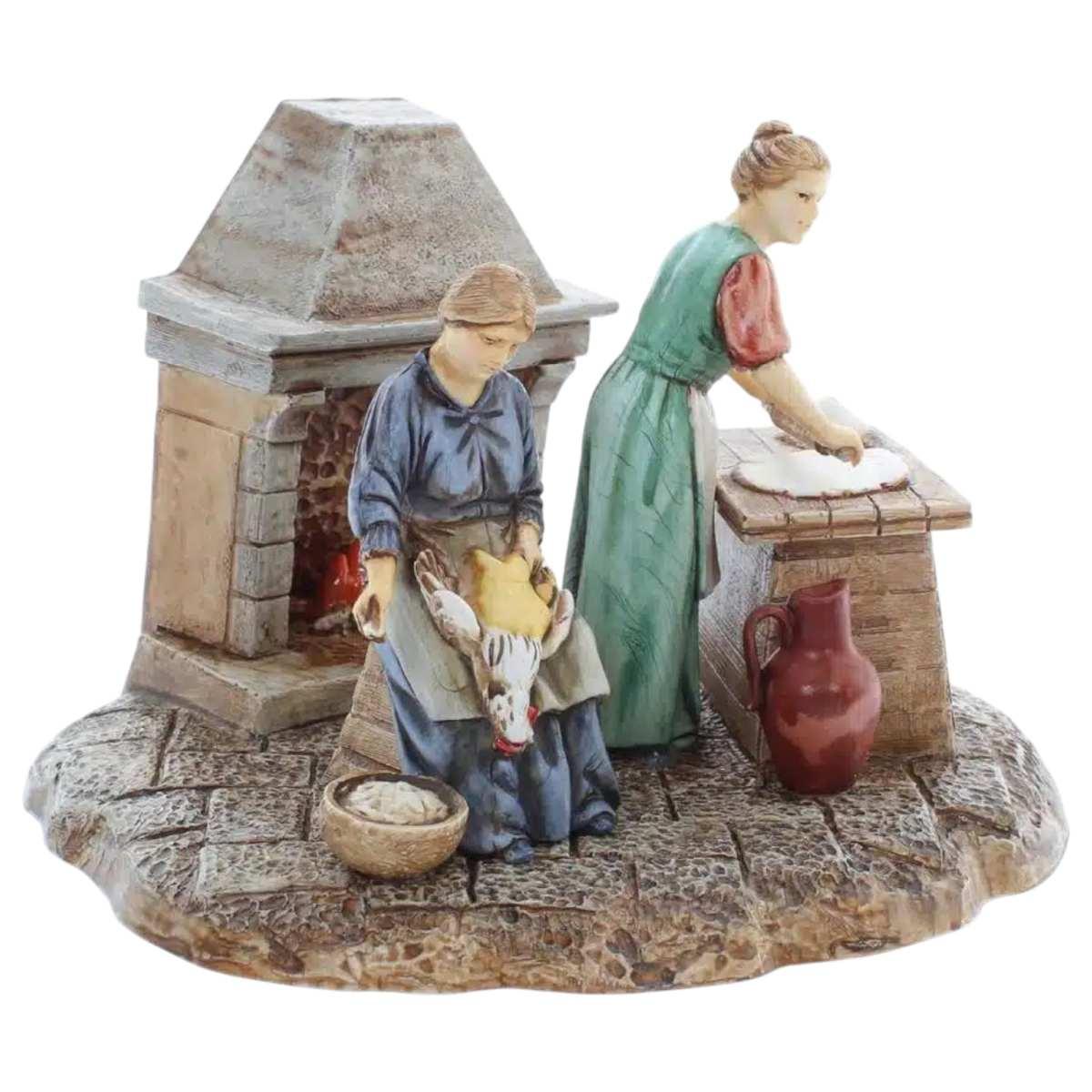 Statua cm.10 Donne che Cucinano al Camino | Moranduzzo