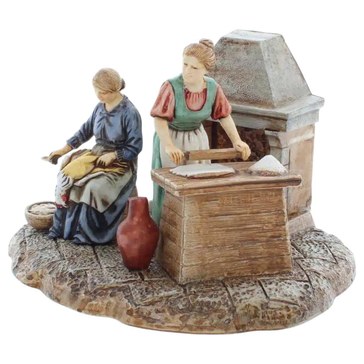 Statua cm.10 Donne che Cucinano al Camino | Moranduzzo