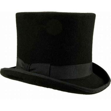 Cappello Cilindro Nero Lusso Feltro Lana |Carnival Toys