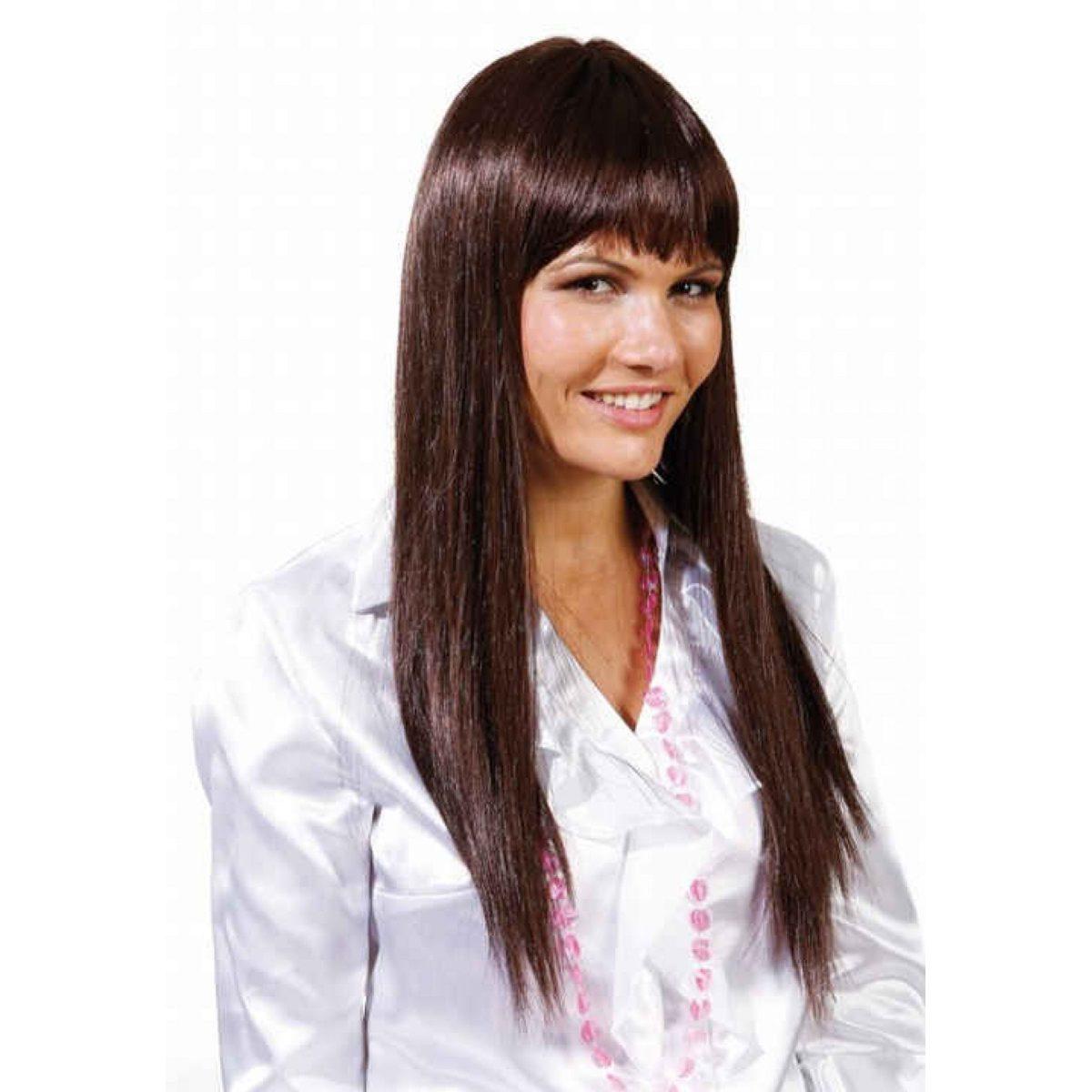 Parrucca Castana Liscia con Frangia |Orlob