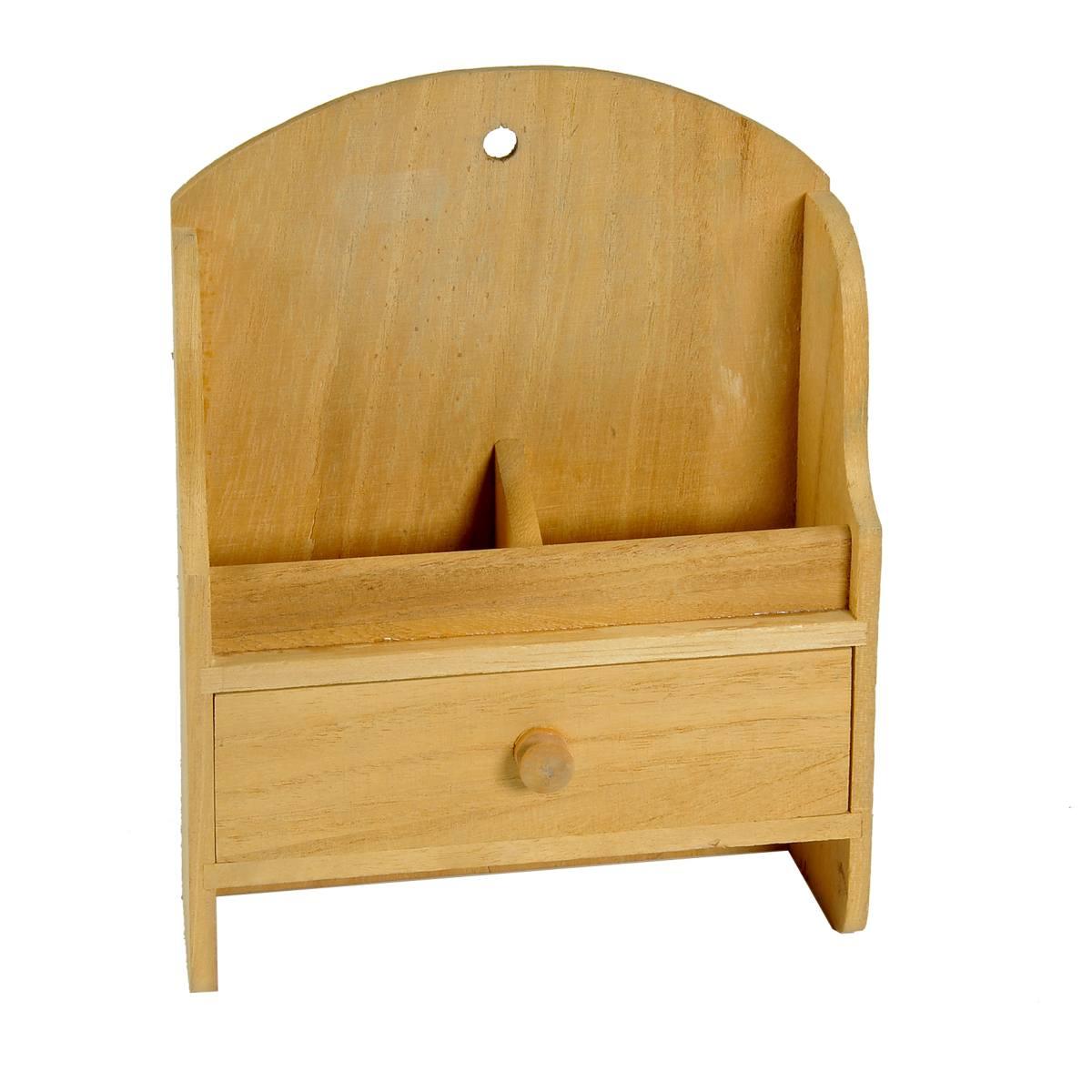 Decoupage Porta Oggetti con Casetto Legno Naturale cm.15x6xh21 |M2 Store