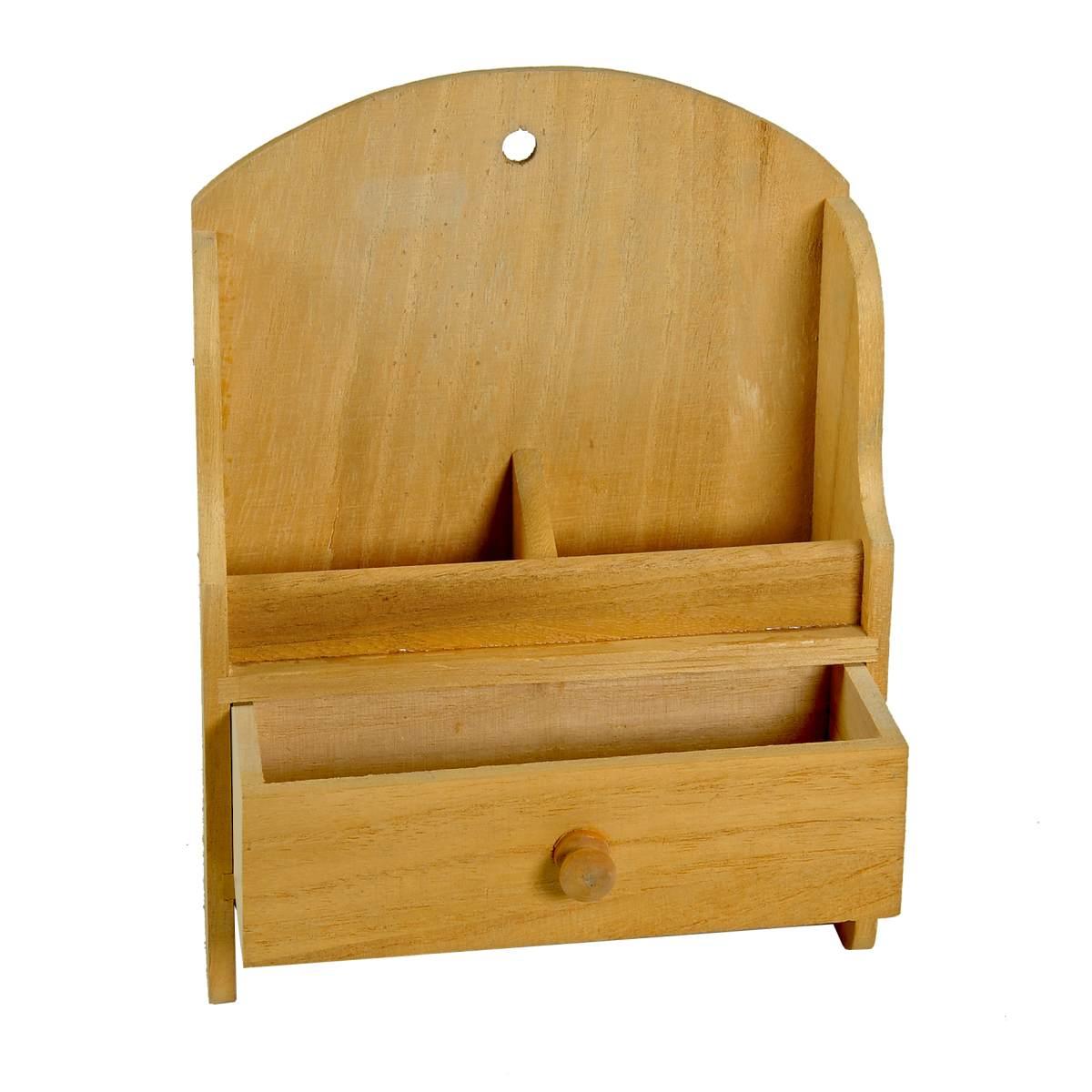 Decoupage Porta Oggetti con Casetto Legno Naturale cm.15x6xh21 |M2 Store