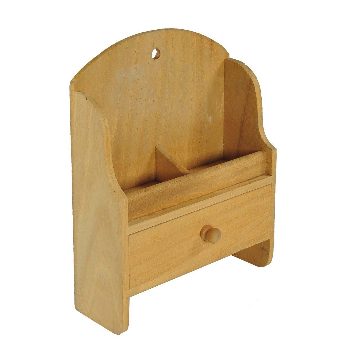 Decoupage Porta Oggetti con Casetto Legno Naturale cm.15x6xh21 |M2 Store