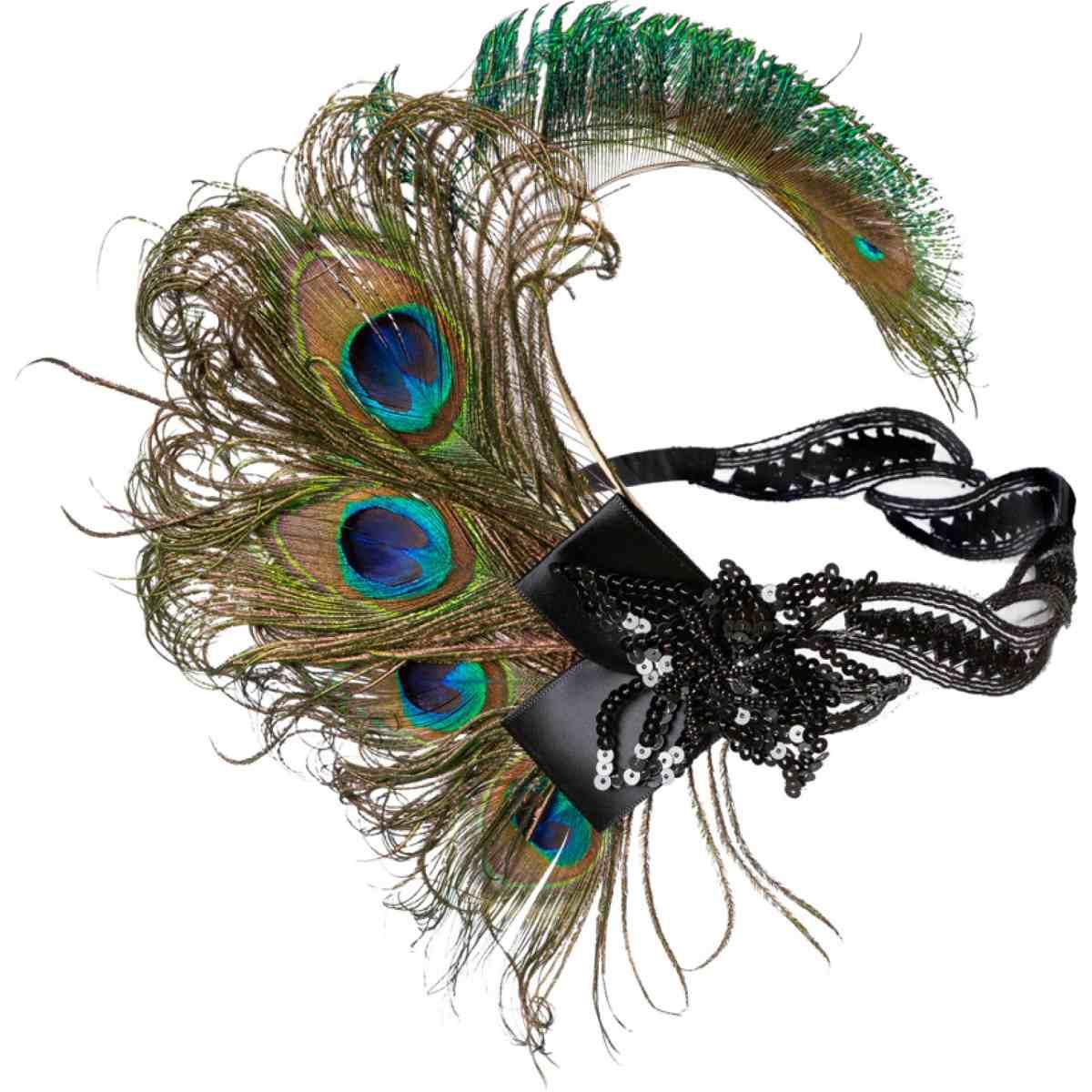 Fascia Capelli Charleston Anni '20 con Piume Pavone |Orlob