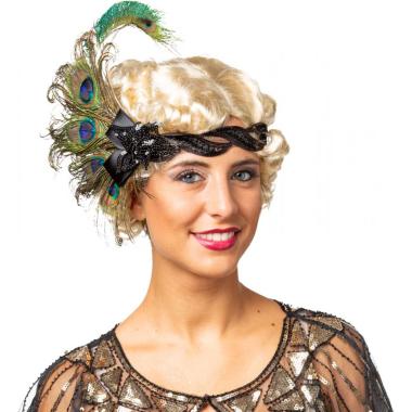 Fascia Capelli Charleston Anni '20 con Piume Pavone |Orlob