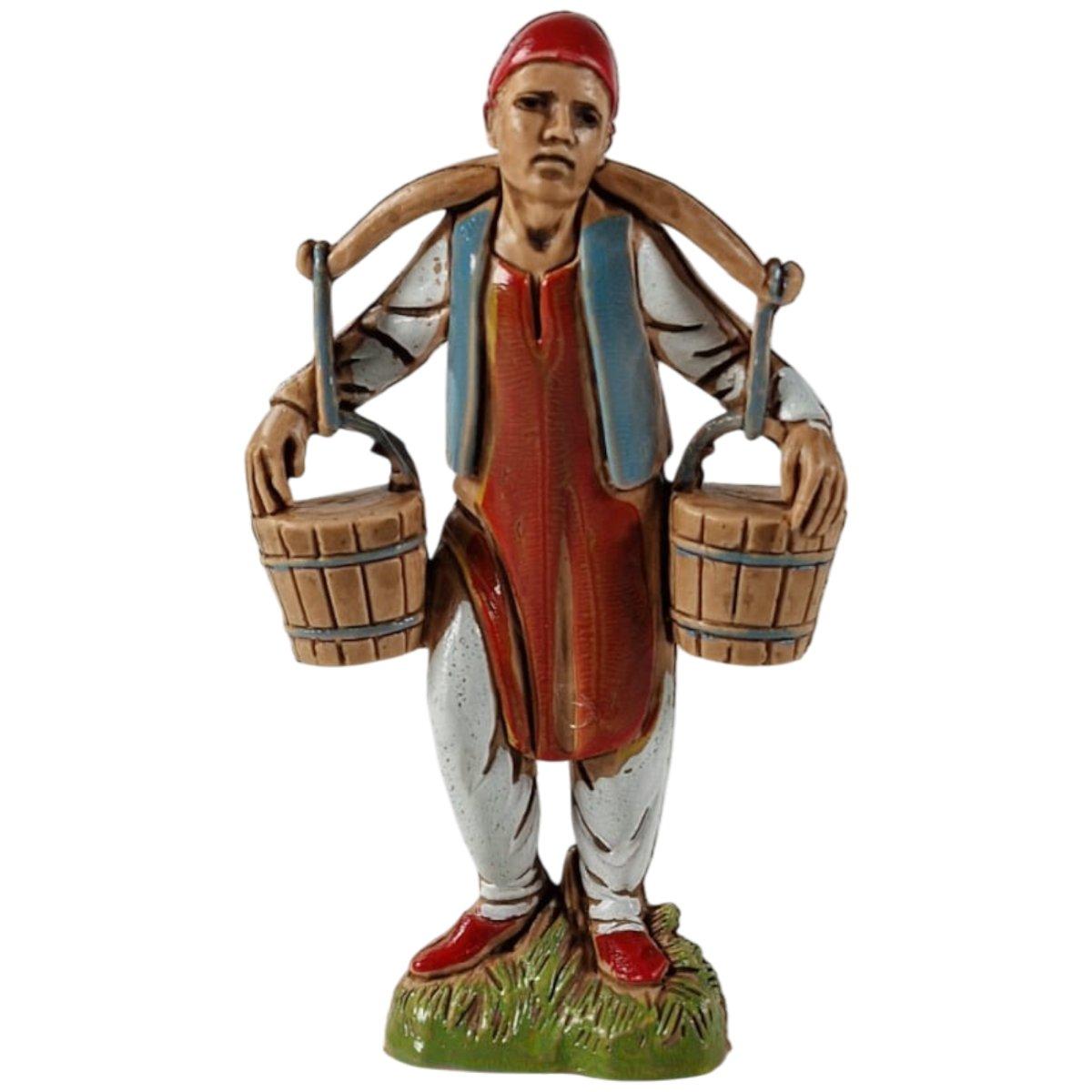 Statua cm.10 Acquaiolo con 2 Secchi a Tracolla | Moranduzzo