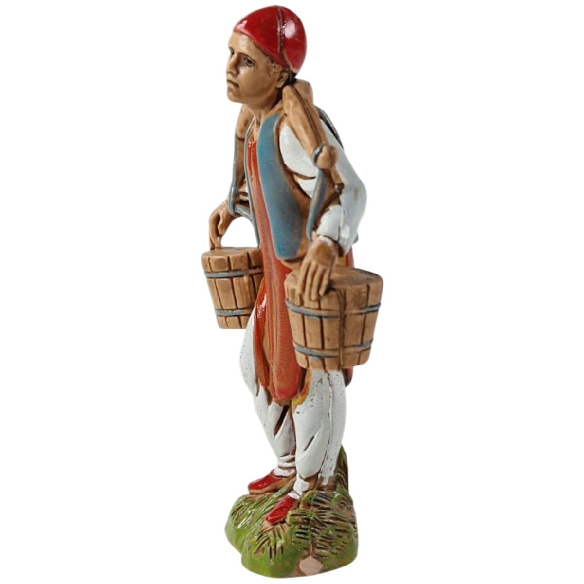 Statua cm.10 Acquaiolo con 2 Secchi a Tracolla | Moranduzzo
