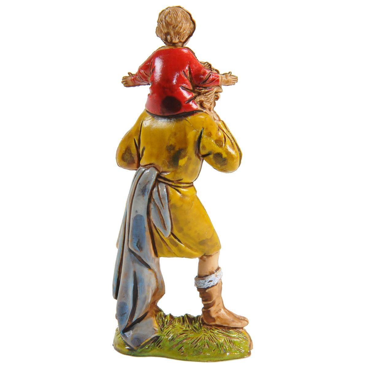 Statua cm.10 Contadino con Bambino a Tracolla | Moranduzzo