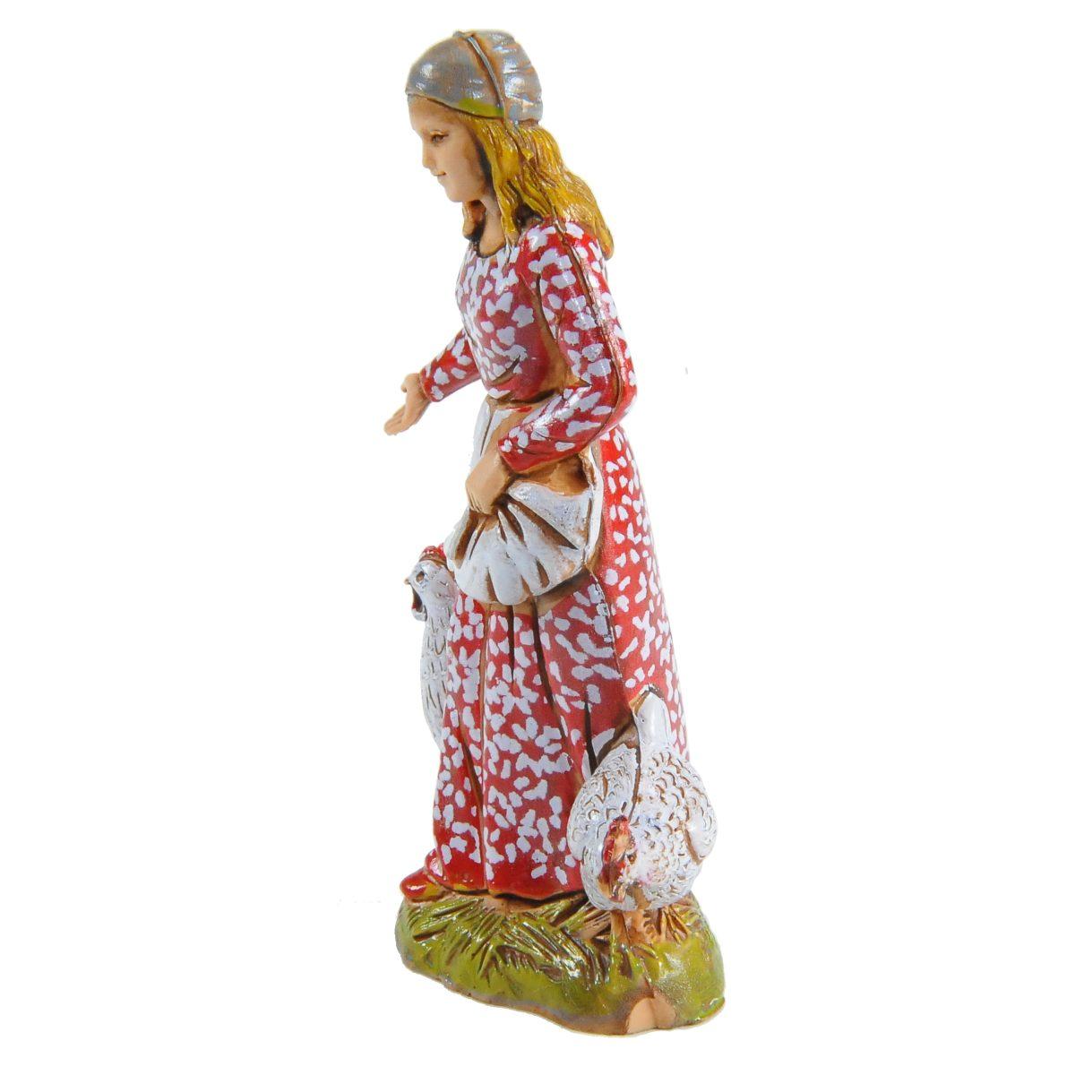 Statua cm.10 Donna con 2 Galline | Moranduzzo