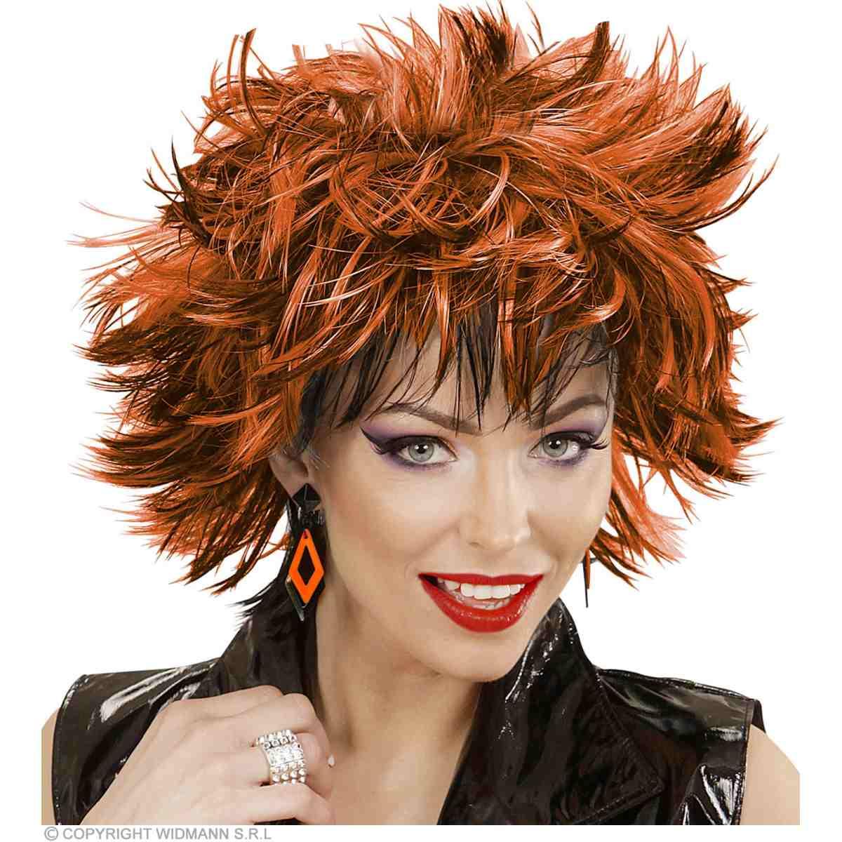 Orecchini a Rombi Fluorescenti Neri e Arancioni |Widmann