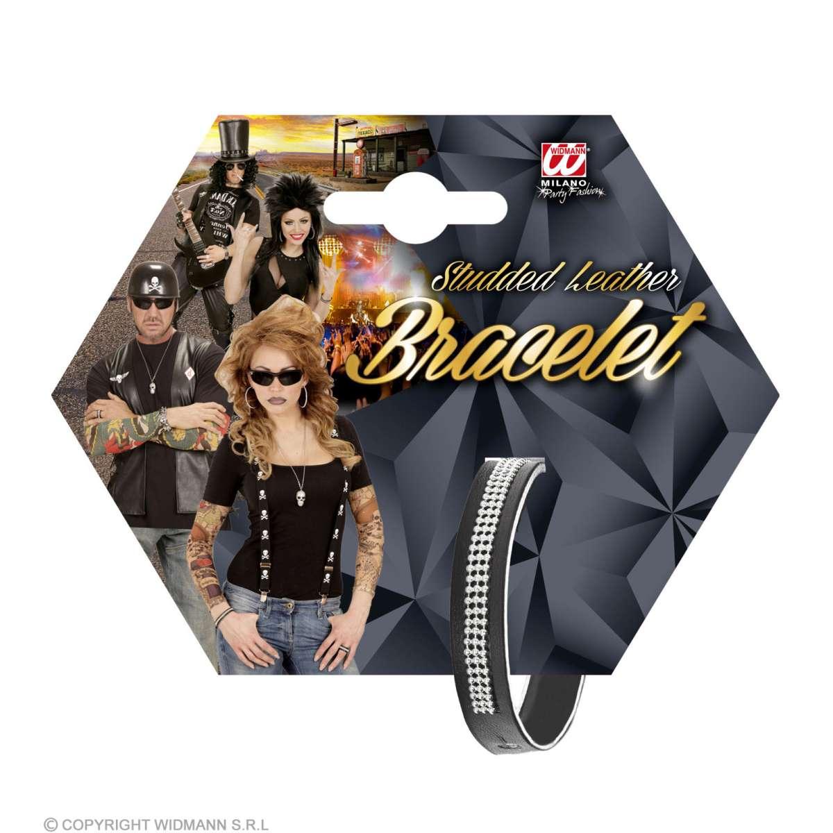 Bracciale Ecopelle Nero con Strass |Widmann