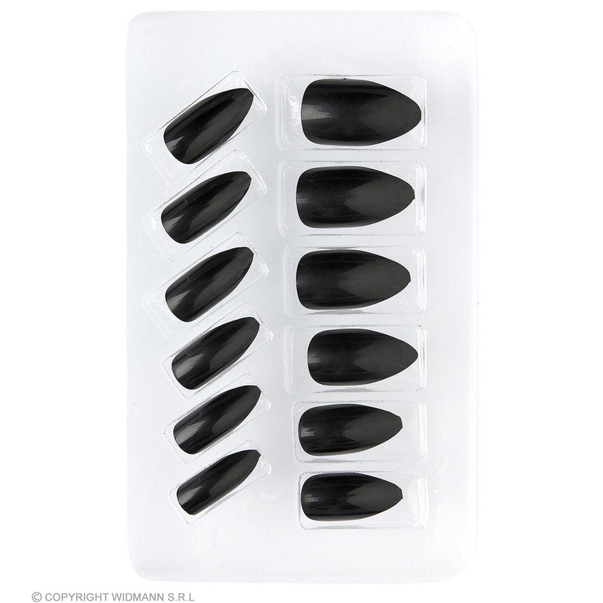 Unghie Nere Adesive  Set pz.12 |Widmann