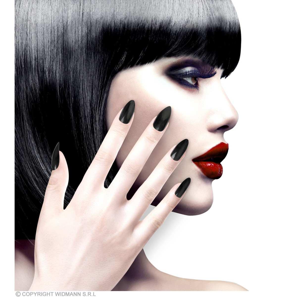 Unghie Nere Adesive  Set pz.12 |Widmann