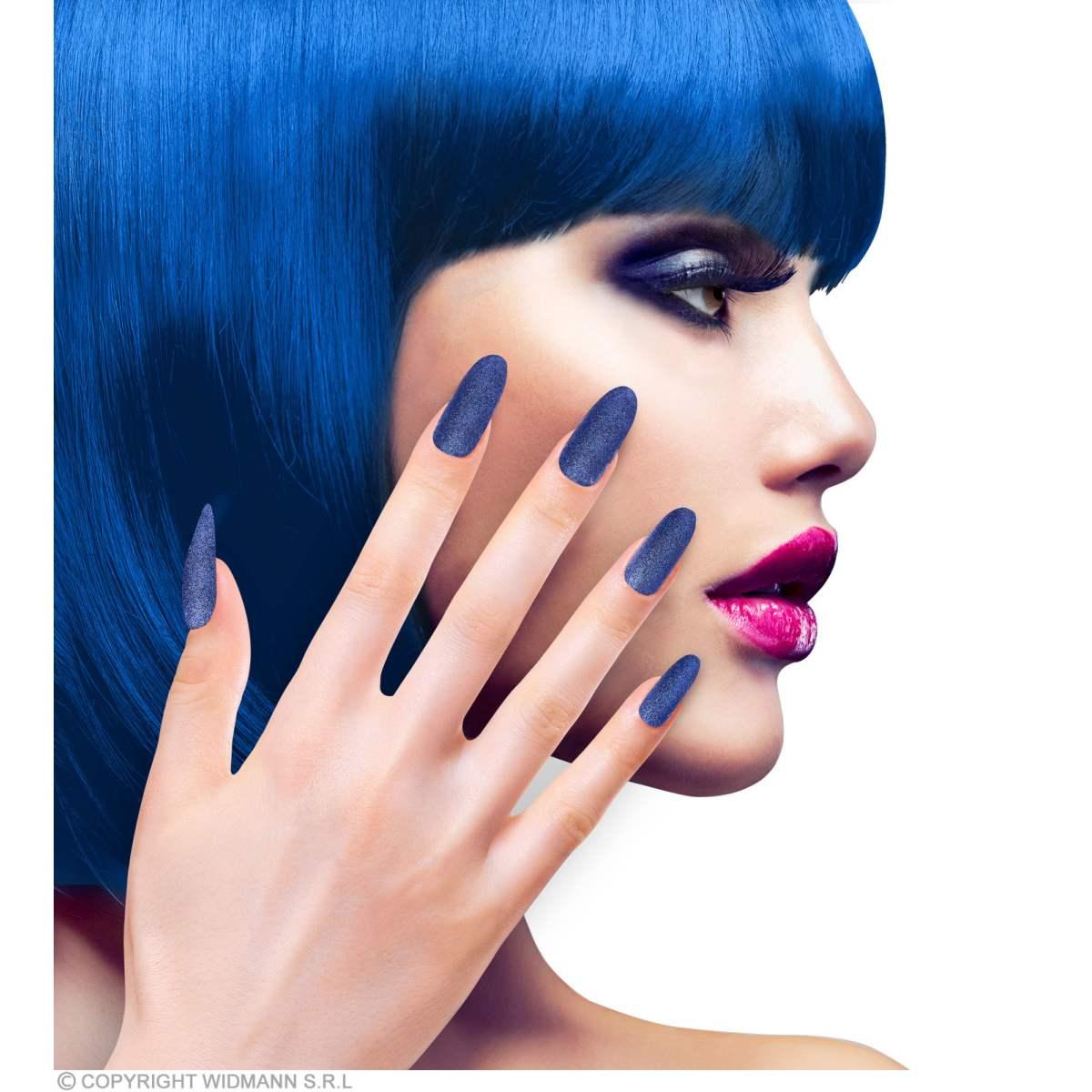 Unghie Adesive Blu Glitter  Set pz.12 |Widmann