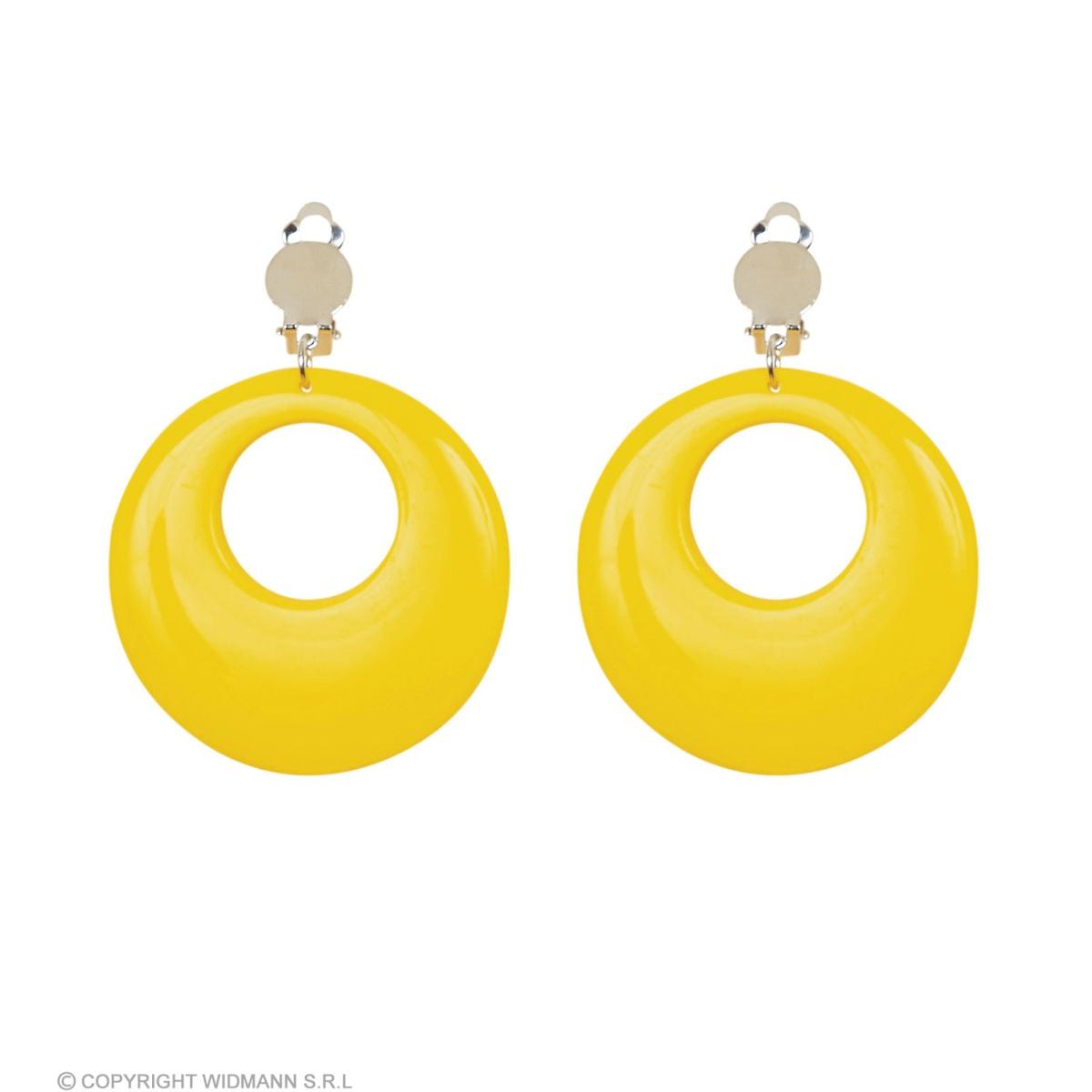 Orecchini Disco Gialli Fluo pz.2 |Widmann