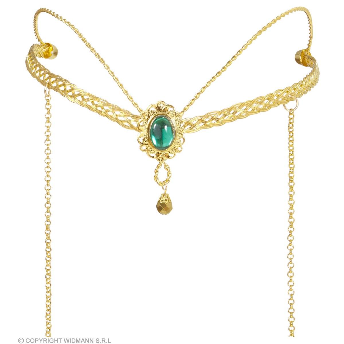 Diadema Metallo Oro con Pietra Verde |Widmann