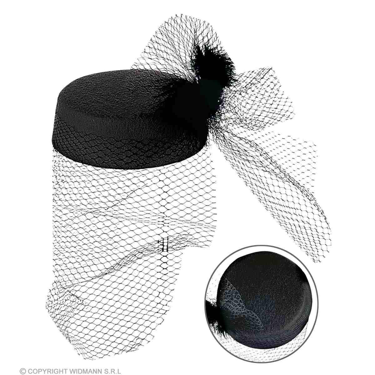 Cappello Nero con Velo e Piume |Widmann