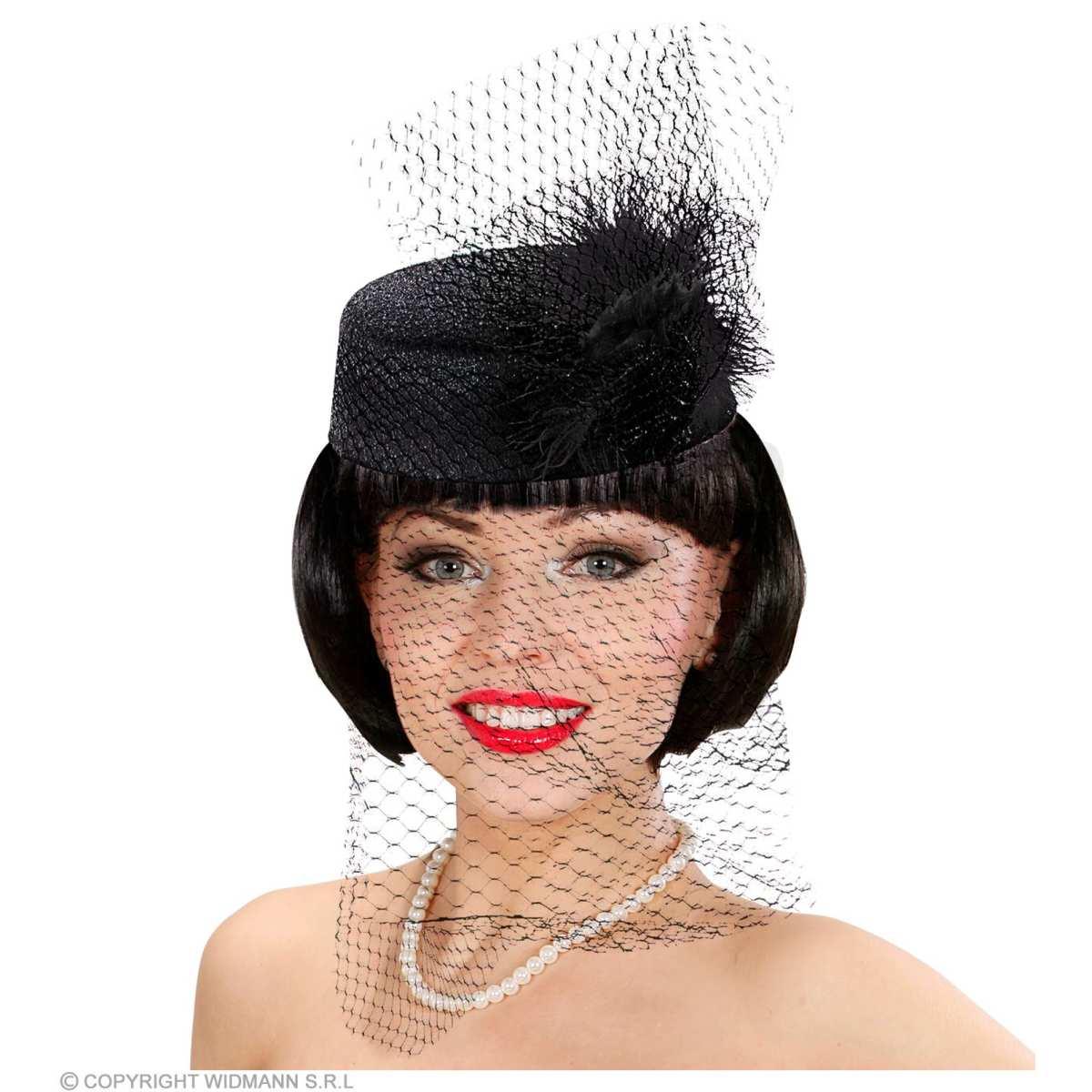 Cappello Nero con Velo e Piume |Widmann