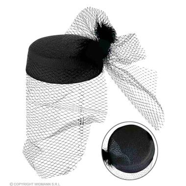 Cappello Nero con Velo e Piume |Widmann